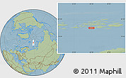 Savanna Style Location Map of the area around 80° 6' 37" N, 56° 10' 29" E, hill shading