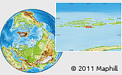 Physical Location Map of the area around 80° 6' 37" N, 58° 43' 30" E