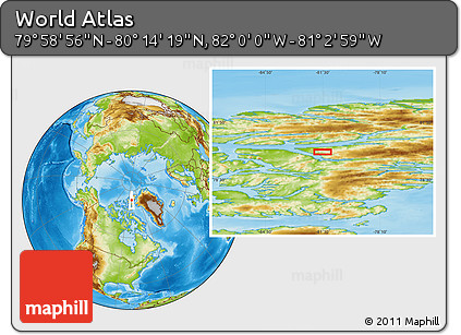 Physical Location Map of the Area around 80° 6' 37" N, 81° 31' 30" W