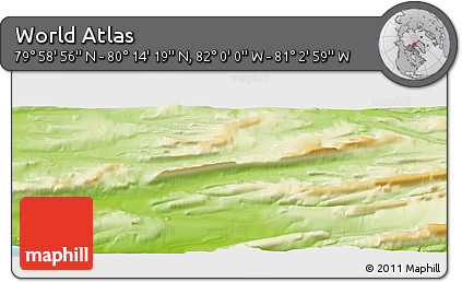 Physical Panoramic Map of the Area around 80° 6' 37" N, 81° 31' 30" W