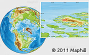 Physical Location Map of the area around 80° 6' 37" N, 93° 25' 30" W