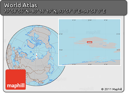 Gray Location Map of the Area around 80° 6' 37" N, 94° 25' 30" E
