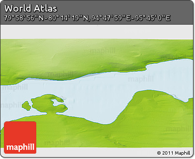 Physical 3D Map of the Area around 80° 6' 37" N, 95° 16' 30" E