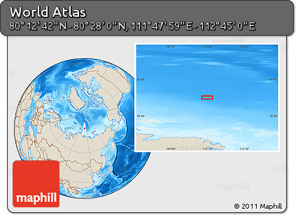Shaded Relief Location Map of the Area around 80° 20' 21" N, 112° 16' 30" E