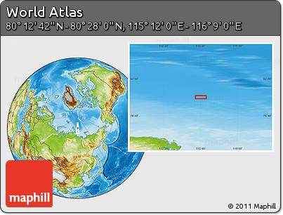 Physical Location Map of the Area around 80° 20' 21" N, 115° 40' 30" E