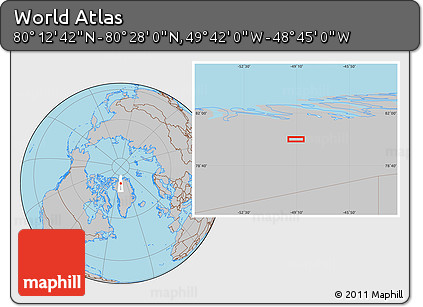Gray Location Map of the Area around 80° 20' 21" N, 49° 13' 30" W