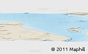 Shaded Relief Panoramic Map of the area around 80° 20' 21" N, 53° 37' 30" E