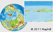 Physical Location Map of the area around 80° 20' 21" N, 55° 19' 30" E