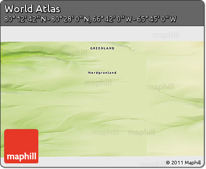 Physical 3D Map of the Area around 80° 20' 21" N, 66° 13' 29" W
