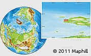 Physical Location Map of the area around 80° 20' 21" N, 91° 52' 30" E