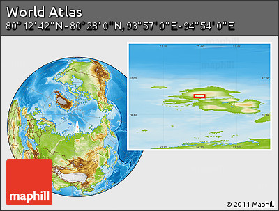 Physical Location Map of the Area around 80° 20' 21" N, 94° 25' 30" E