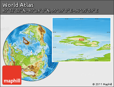 Physical Location Map of the Area around 80° 20' 21" N, 96° 7' 30" E