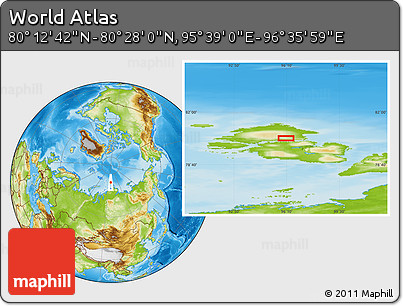 Physical Location Map of the Area around 80° 20' 21" N, 96° 7' 30" E