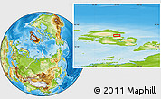 Physical Location Map of the area around 80° 20' 21" N, 96° 58' 29" E