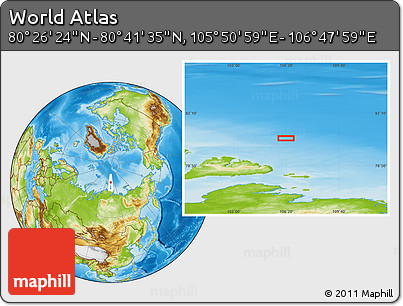 Physical Location Map of the Area around 80° 33' 59" N, 106° 19' 29" E