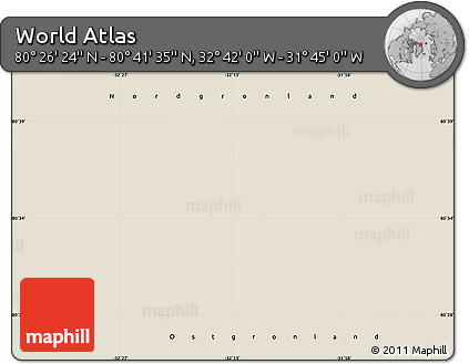 Shaded Relief Map of the Area around 80° 33' 59" N, 32° 13' 30" W