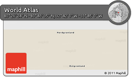 Shaded Relief Panoramic Map of the Area around 80° 33' 59" N, 32° 13' 30" W