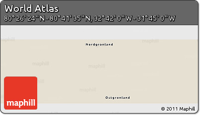 Shaded Relief Panoramic Map of the Area around 80° 33' 59" N, 32° 13' 30" W