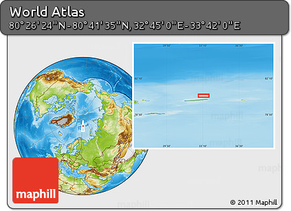 Physical Location Map of the Area around 80° 33' 59" N, 33° 13' 30" E