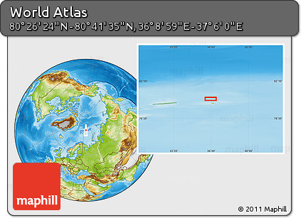 Physical Location Map of the Area around 80° 33' 59" N, 36° 37' 30" E