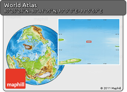 Physical Location Map of the Area around 80° 33' 59" N, 70° 37' 30" E