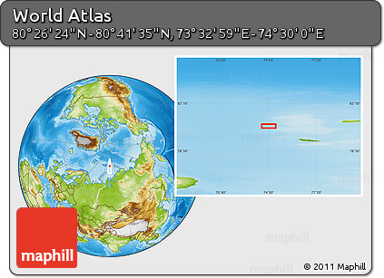 Physical Location Map of the Area around 80° 33' 59" N, 74° 1' 30" E