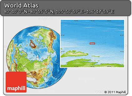 Physical Location Map of the Area around 80° 47' 32" N, 106° 19' 29" E