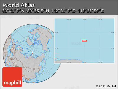 Gray Location Map of the Area around 80° 47' 32" N, 113° 7' 30" E