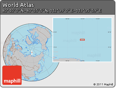 Gray Location Map of the Area around 80° 47' 32" N, 113° 7' 30" E