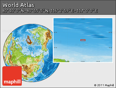 Physical Location Map of the Area around 80° 47' 32" N, 116° 31' 30" E