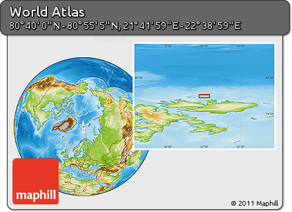 Physical Location Map of the Area around 80° 47' 32" N, 22° 10' 29" E