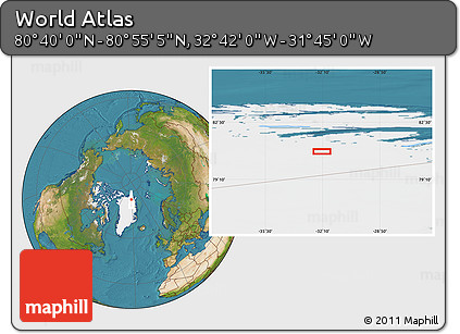 Satellite Location Map of the Area around 80° 47' 32" N, 32° 13' 30" W