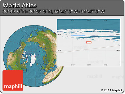 Satellite Location Map of the Area around 80° 47' 32" N, 32° 13' 30" W