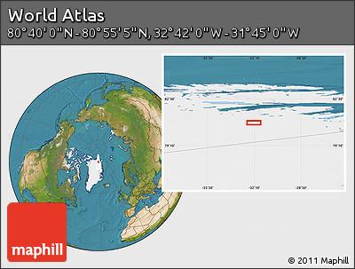 Satellite Location Map of the Area around 80° 47' 32" N, 32° 13' 30" W