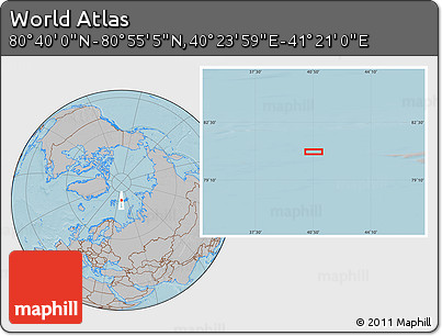 Gray Location Map of the Area around 80° 47' 32" N, 40° 52' 30" E, hill shading