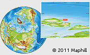 Physical Location Map of the area around 80° 47' 32" N, 98° 40' 30" E