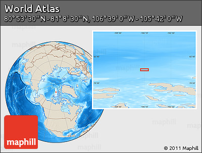 Shaded Relief Location Map of the Area around 81° 1' 0" N, 106° 10' 30" W