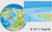Physical Location Map of the area around 81° 1' 0" N, 11° 7' 30" E