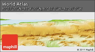 Physical Panoramic Map of the Area around 81° 1' 0" N, 83° 13' 29" W