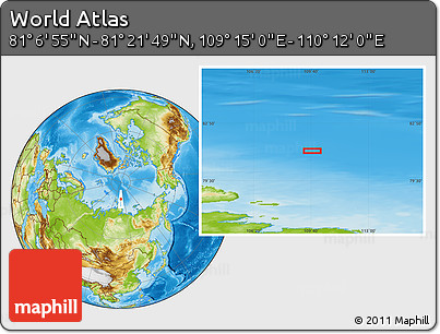 Physical Location Map of the Area around 81° 14' 22" N, 109° 43' 29" E
