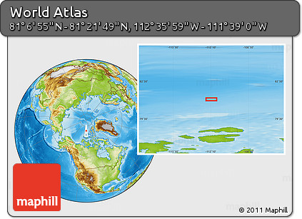 Physical Location Map of the Area around 81° 14' 22" N, 112° 7' 30" W