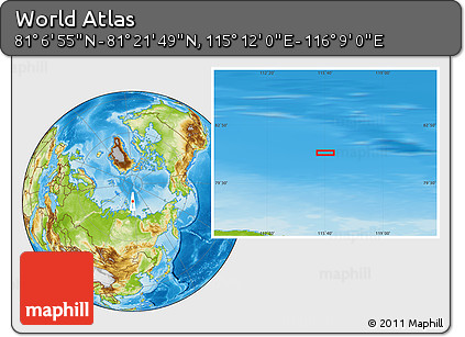Physical Location Map of the Area around 81° 14' 22" N, 115° 40' 30" E