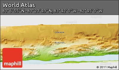 Physical Panoramic Map of the Area around 81° 14' 22" N, 83° 13' 29" W