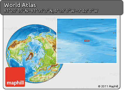 Physical Location Map of the Area around 81° 27' 39" N, 4° 10' 30" W