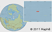 Savanna Style Location Map of the area around 81° 27' 39" N, 73° 10' 30" E, hill shading