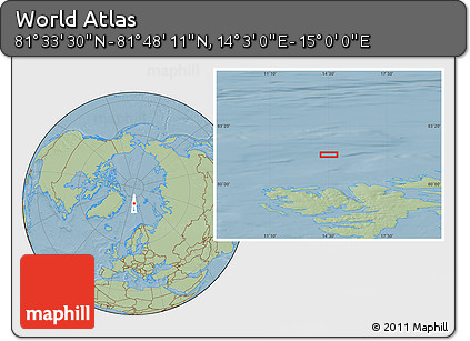 Savanna Style Location Map of the Area around 81° 40' 50" N, 14° 31' 30" E, hill shading