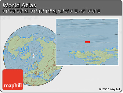 Savanna Style Location Map of the Area around 81° 40' 50" N, 14° 31' 30" E, hill shading