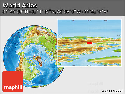 Physical Location Map of the Area around 81° 53' 57" N, 72° 10' 30" W
