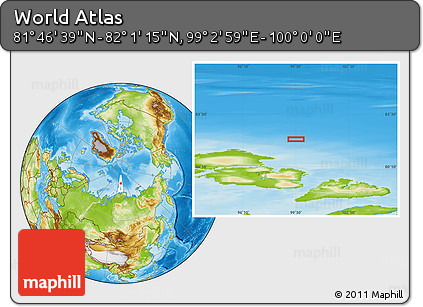 Physical Location Map of the Area around 81° 53' 57" N, 99° 31' 30" E