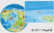 Physical Location Map of the area around 81° 53' 57" N, 9° 25' 30" E